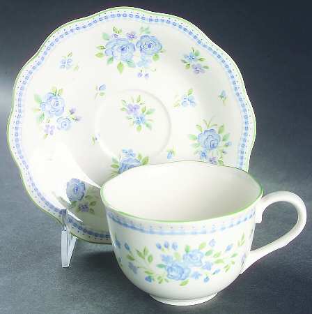 Bonnie Blue Flat Cup & Saucer Set