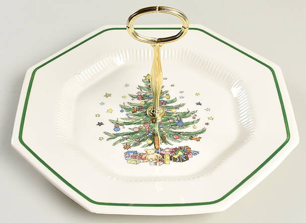 Christmastime Round Serving Plate with Center Handle (Dp) Hc