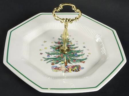 Christmastime Round Serving Plate with Handle (DP)