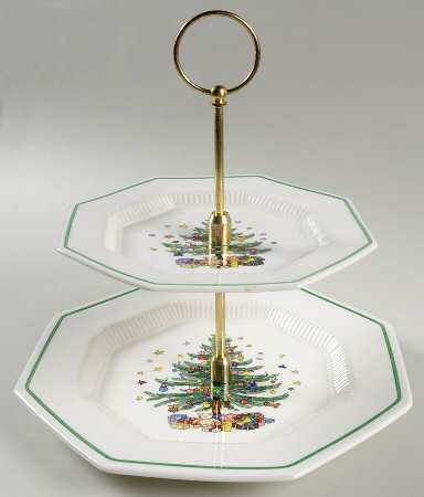Christmastime 2 Tiered Serving Tray (Dinner & Salad Plate)