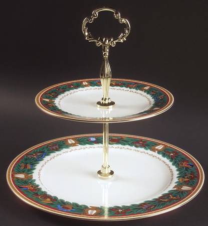Christmas Tradition 2 Tiered Serving Tray (Dinner & Salad Plate)