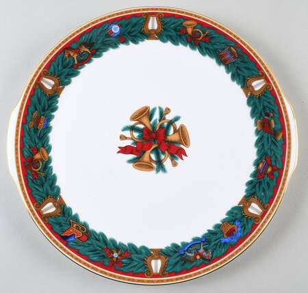 Christmas Tradition Handled Cake Plate