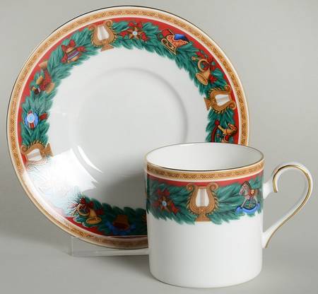 Christmas Tradition Flat Demitasse Cup & Saucer Set