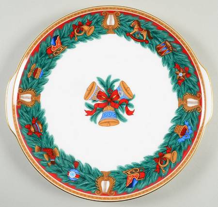 Christmas Tradition Handled Cake Plate