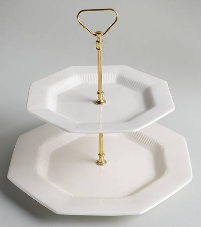 Classic White 2 Tiered Serving Tray (Dinner & Salad Plate)