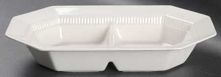Classic White 11" Oval Divided Vegetable Bowl by Nikko