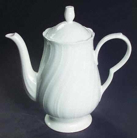 Crown White Coffee Pot & Lid