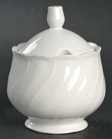 Crown White Sugar Bowl & Lid