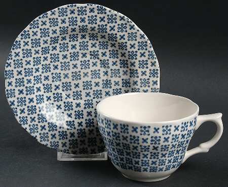 Colonial Blue Flat Cup & Saucer Set