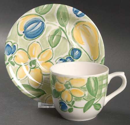 Country Pear Flat Cup & Saucer Set