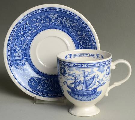 Discovery 1492 Footed Cup & Saucer Set