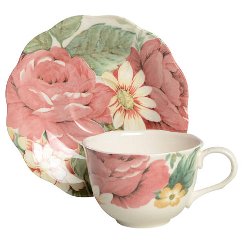 English Garden Flat Cup & Saucer Set