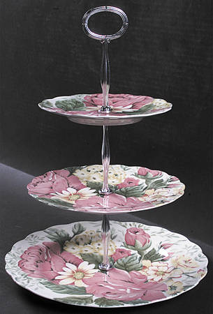 English Garden 13 7/8"-14 1/4" 3-Tiered Serving Tray(DP,SP,BB) HC