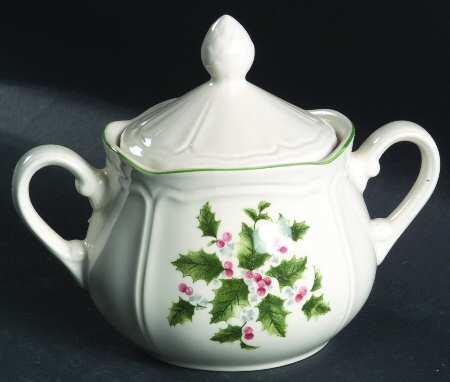Festive Holly Sugar Bowl & Lid