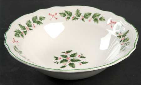 Festive Holly 9" Round Vegetable Bowl