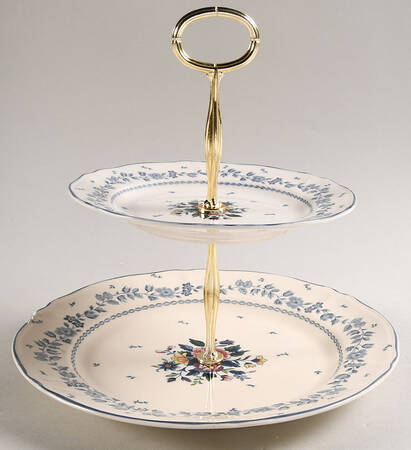 Flower Garden 6 5/8"-10"  2 Tiered Serving Tray (Dp, Sp) HC