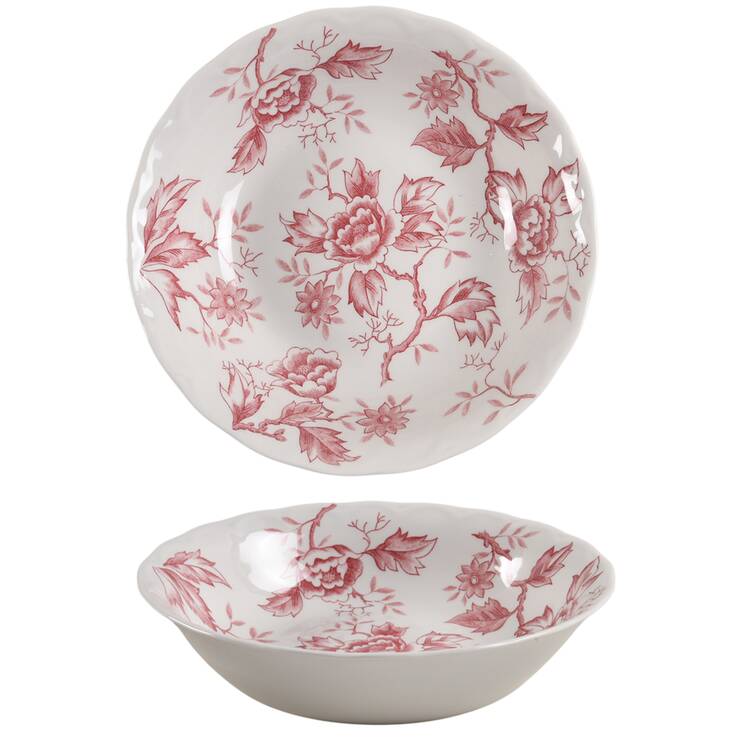 Flora Pink 9" Round Vegetable Bowl