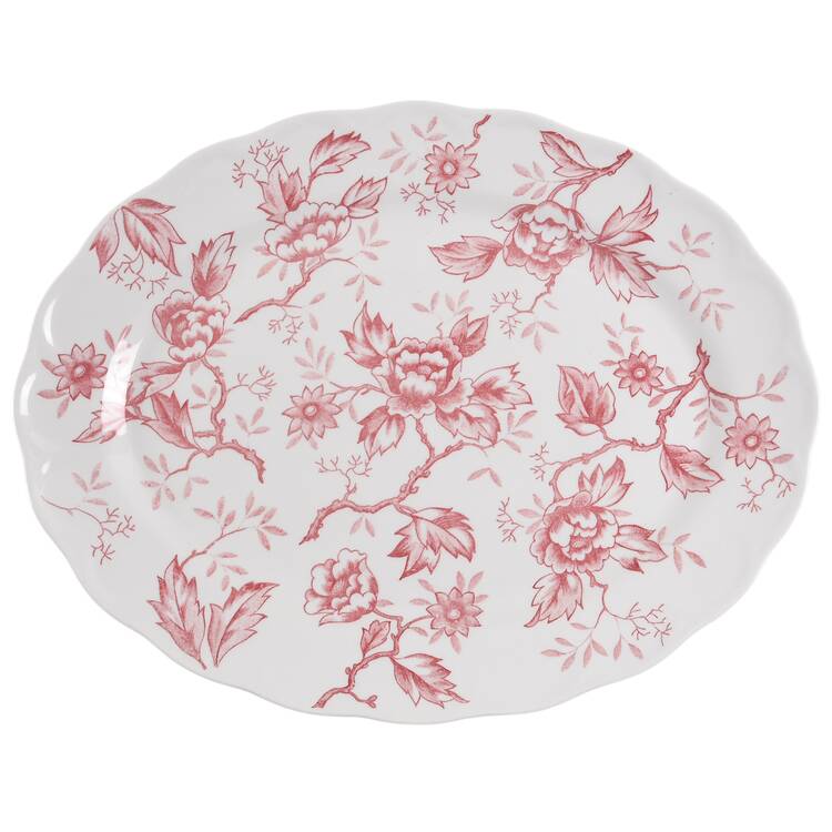 Flora Pink 14" Oval Serving Platter