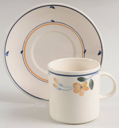 Golden Blossoms Flat Cup & Saucer Set