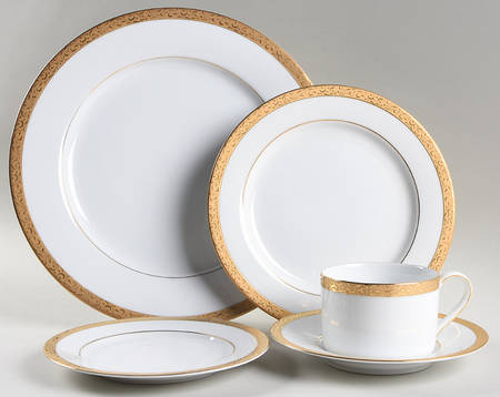 Gold Filigree 5 Piece Place Setting