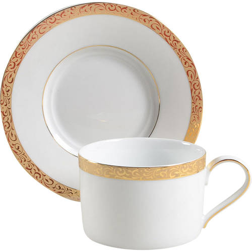 Gold Filigree Flat Cup & Saucer Set