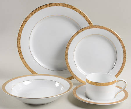 Gold Filigree 5 Piece Place Setting
