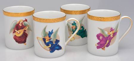 Gold Filigree Accent Mug - Set of 4