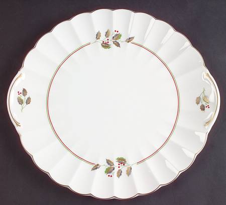 Golden Holly Handled Cake Plate by Nikko
