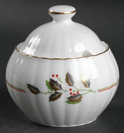 Golden Holly Sugar Bowl & Lid