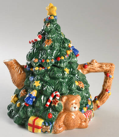 Happy Holidays Figural Teapot & Lid