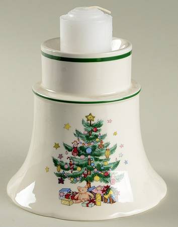 Happy Holidays Hurricane Lamp No Globe by Nikko