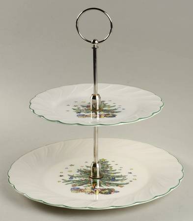 Happy Holidays 2 Tiered Serving Tray (Dinner & Salad Plate)
