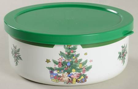 Happy Holidays Bowl-Metal 5 3/4" with Plastic Lid