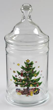 Happy Holidays 8" Glassware Candy Jar & Lid