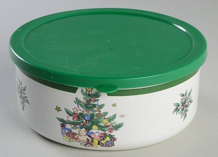 Happy Holidays 7 3/8" Metal Bowl with Plastic Lid