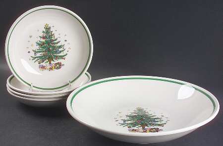 Happy Holidays (5 Piece) Pasta Set (1 Large Bowl & 4 Indvl Bowls)