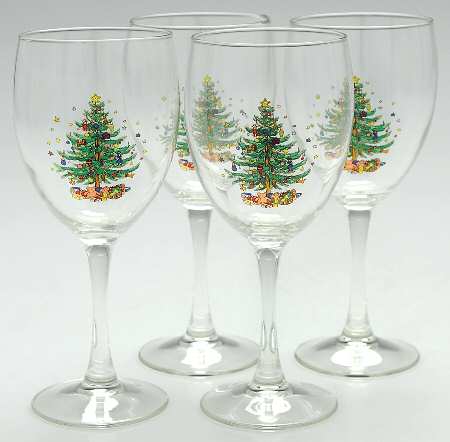 Happy Holidays 10 Oz Glassware Goblet - Set of 4