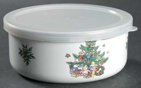 Happy Holidays Bowl-Metal 5 3/4 W/Plastic Lid