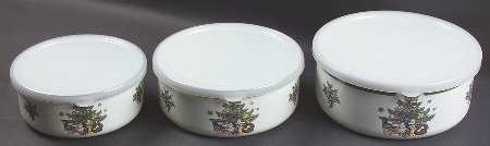 Happy Holidays 3 Pc Metal Bowl W/Plastclid (5 3/4",6 5/8",7 1/4")