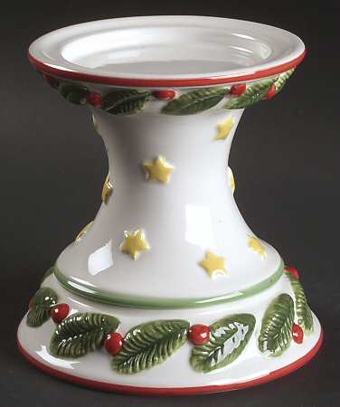 Happy Holidays 5" Sculpted Candlestick by Nikko