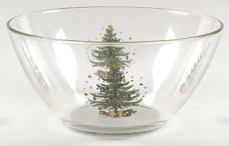 Happy Holidays Round Glassware Vegetable Bowl