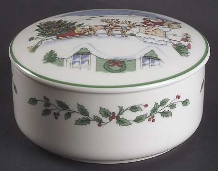 Happy Holidays 5" Round Box & Lid by Nikko