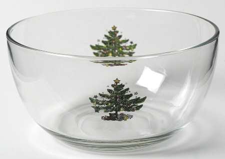 Happy Holidays 10" Glassware Salad Bowl