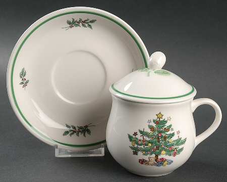 Happy Holidays Cocoa Cup & Saucer with Lid