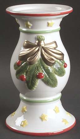 Happy Holidays 7" Tall Sculpted Candlestick