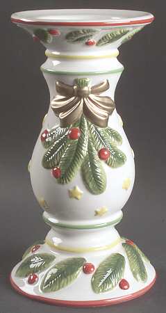 Happy Holidays 10" Sculpted Candlestick by Nikko
