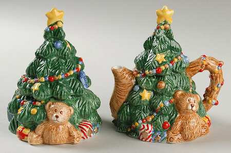 Happy Holidays Figural Creamer & Sugar Set