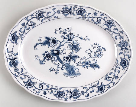 Ming Tree Blue (Double Phoenix Backstamp) 11" Oval Serving Platter