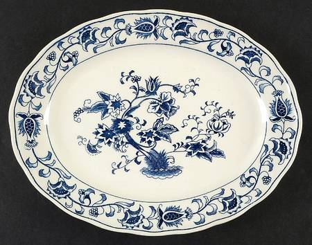 Ming Tree Blue (Double Phoenix Backstamp) 10" Oval Serving Platter