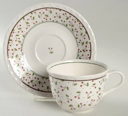 New England Days Flat Cup & Saucer Set